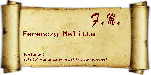 Ferenczy Melitta névjegykártya